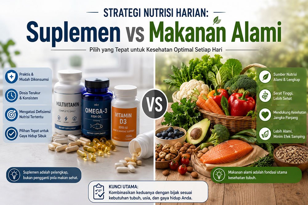 Strategi Nutrisi Harian Suplemen vs Makanan Alami